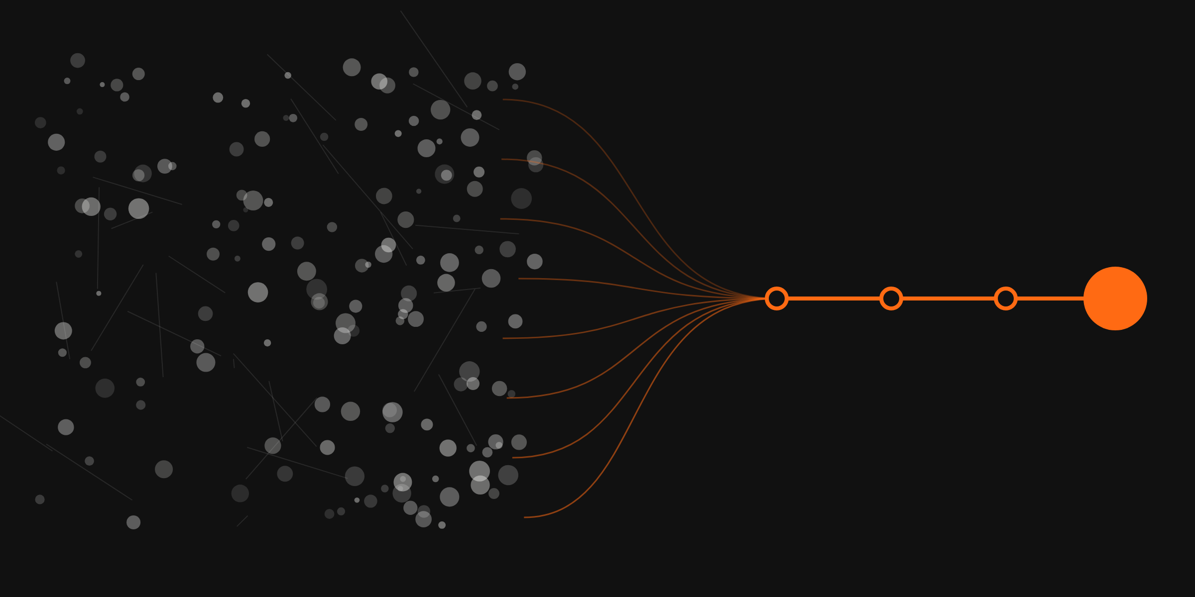 Scattered dots from spreadsheets and email converging into one clean sales pipeline.
